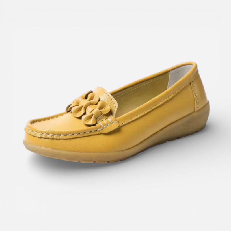 Mocassin En Cuir Jaune Pour Femme