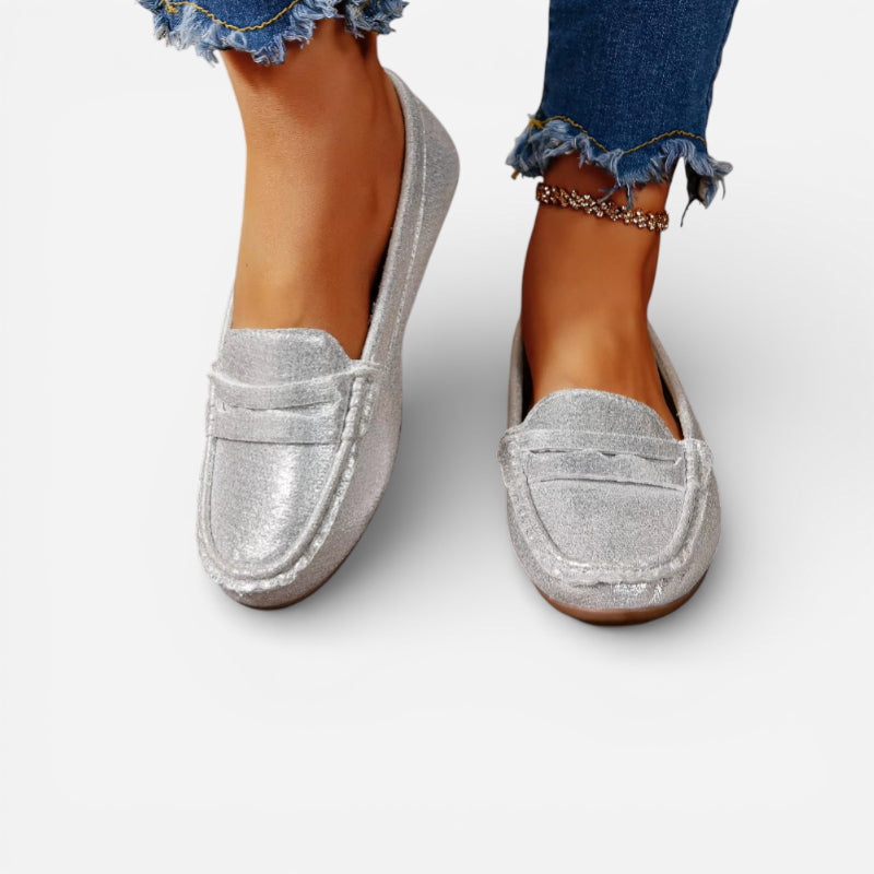 Mocassin Argenté Femme