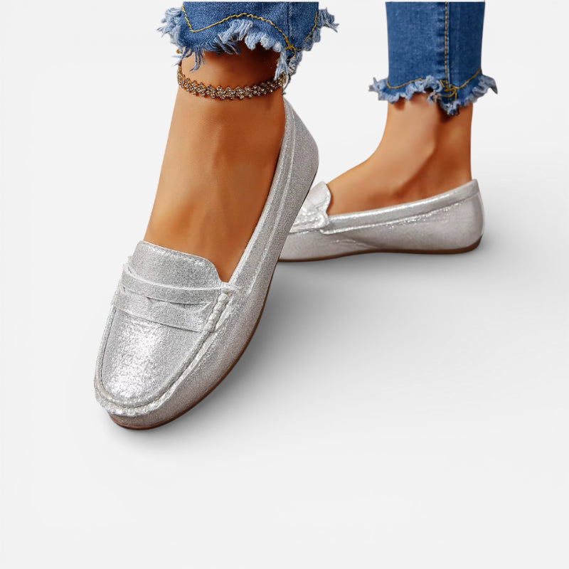Mocassin Argenté Femme