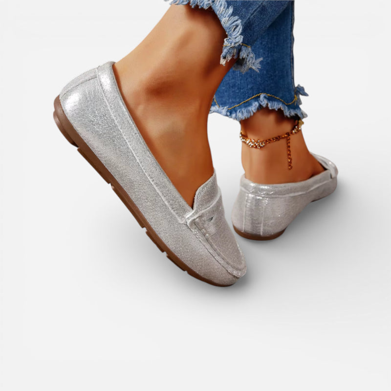 Mocassin Argenté Femme