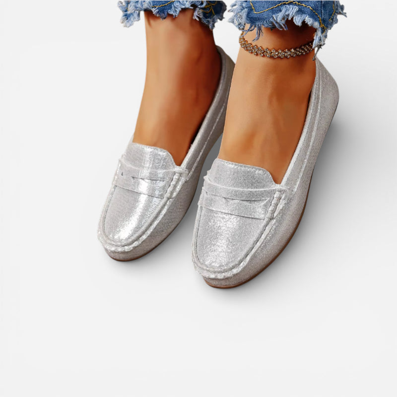 Mocassin Argenté Femme