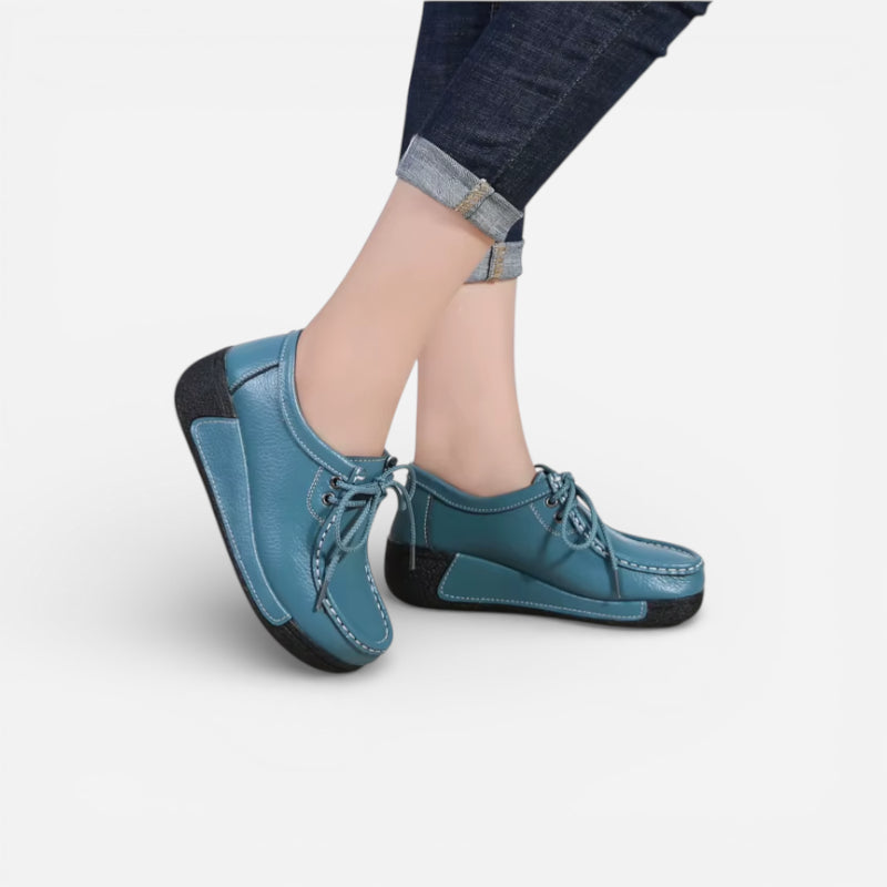 Mocassin Femme Cuir Bleu Turquoise