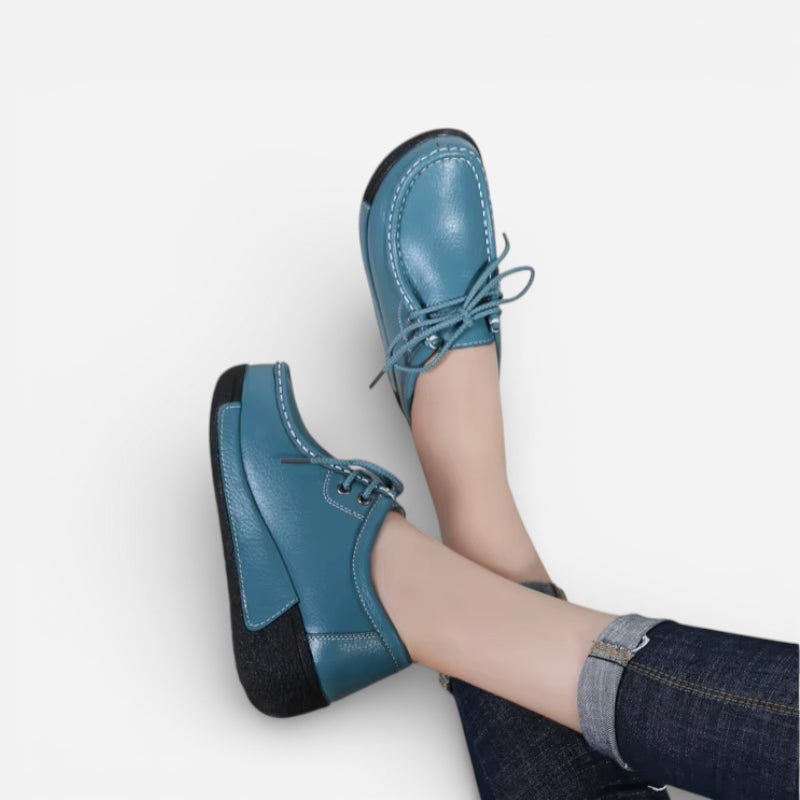Mocassin Femme Cuir Bleu Turquoise