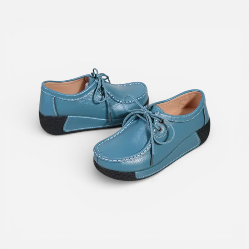Mocassin Femme Cuir Bleu Turquoise