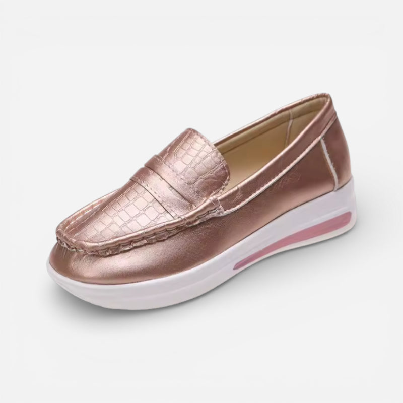 Mocassin Rose Pailleté Pour Femme