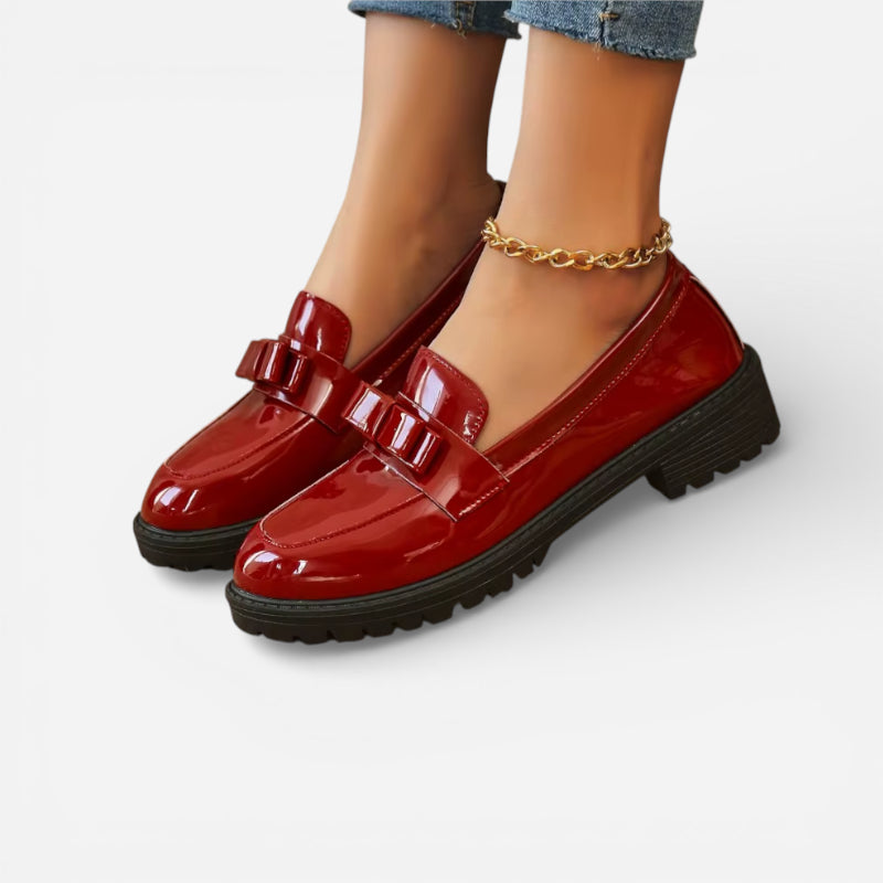 Mocassin Rouge Brillant Pour Femme