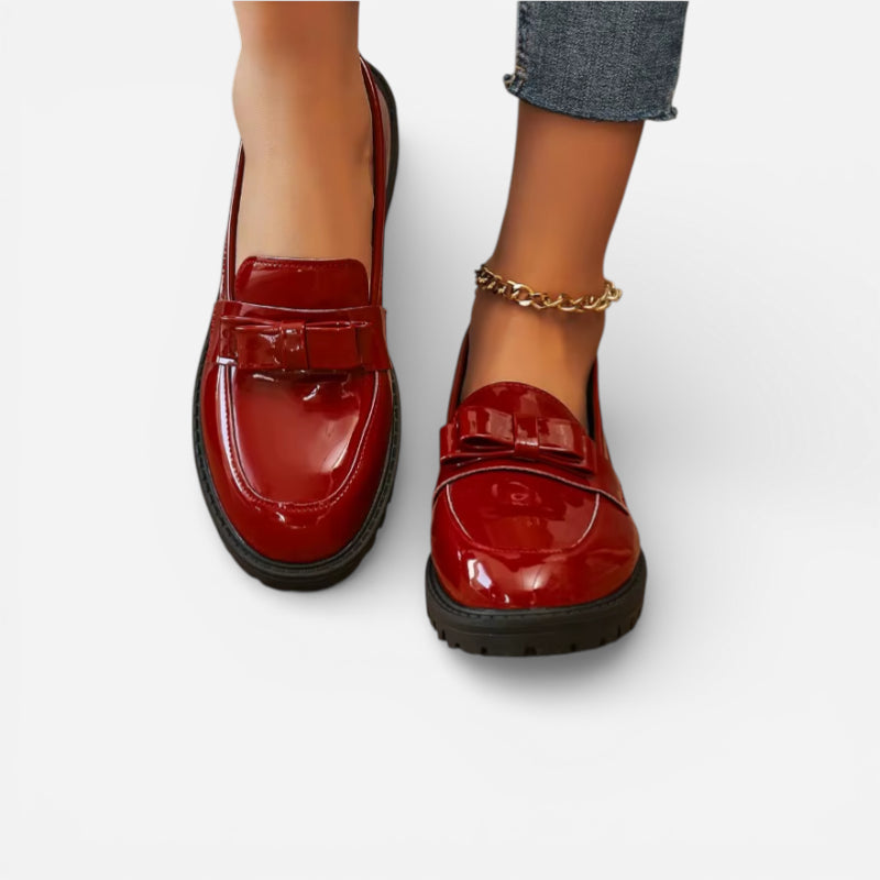 Mocassin Rouge Brillant Pour Femme
