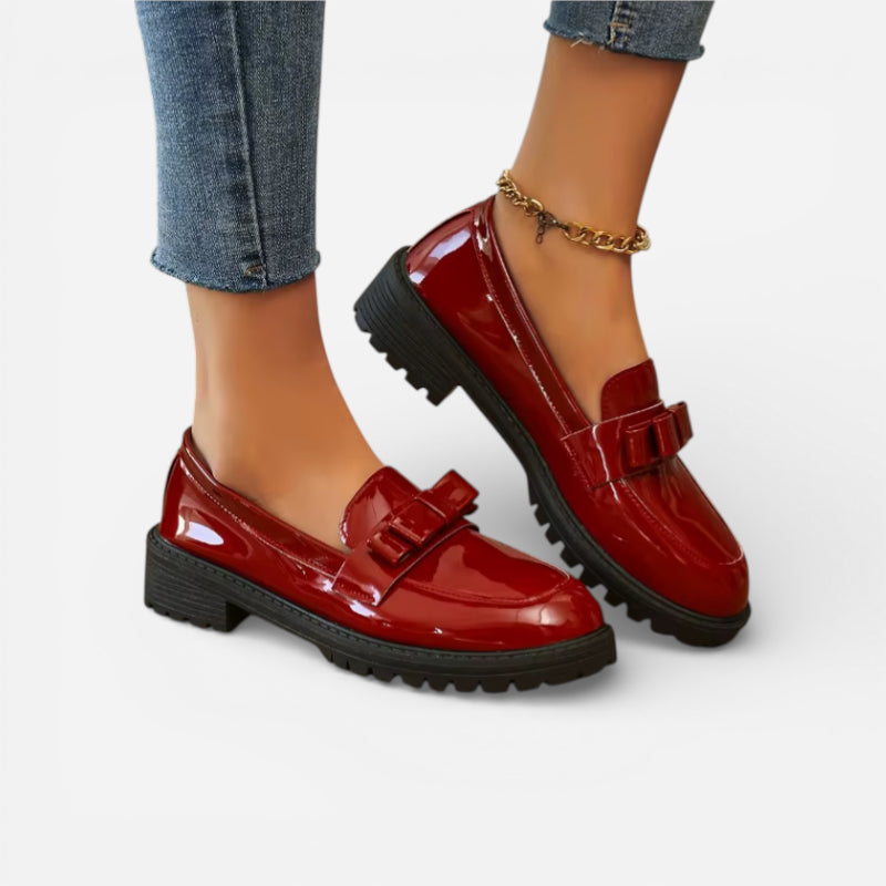 Mocassin Rouge Brillant Pour Femme