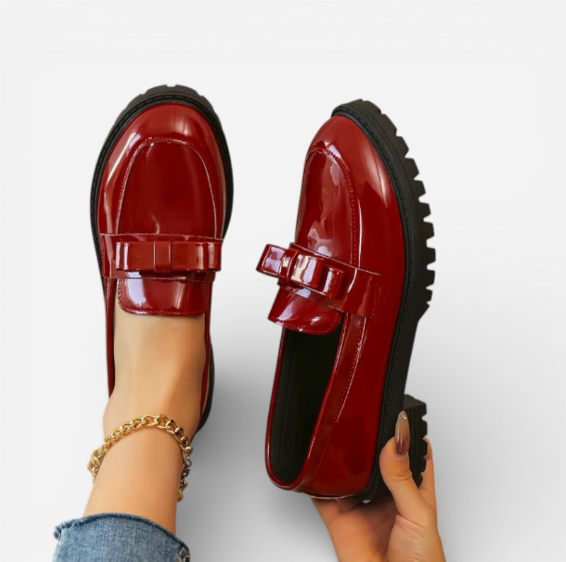 Mocassin Rouge Brillant Pour Femme