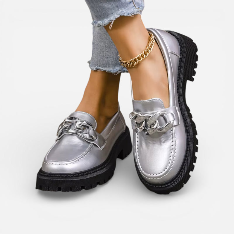Mocassins Argent Femme