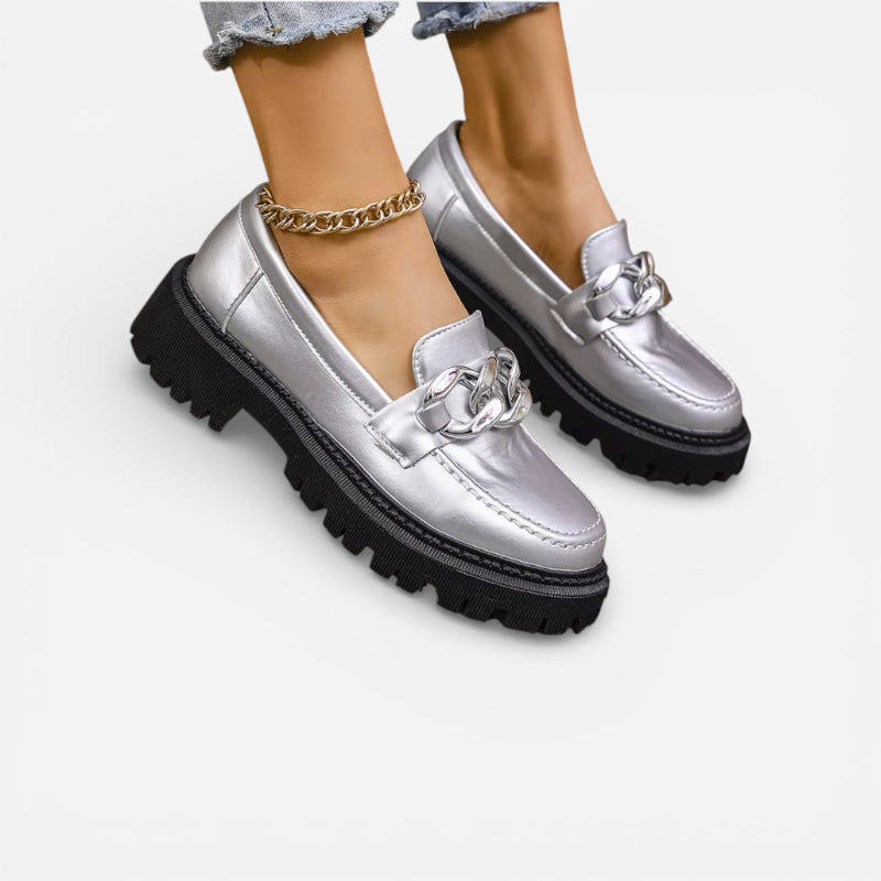 Mocassins Argent Femme