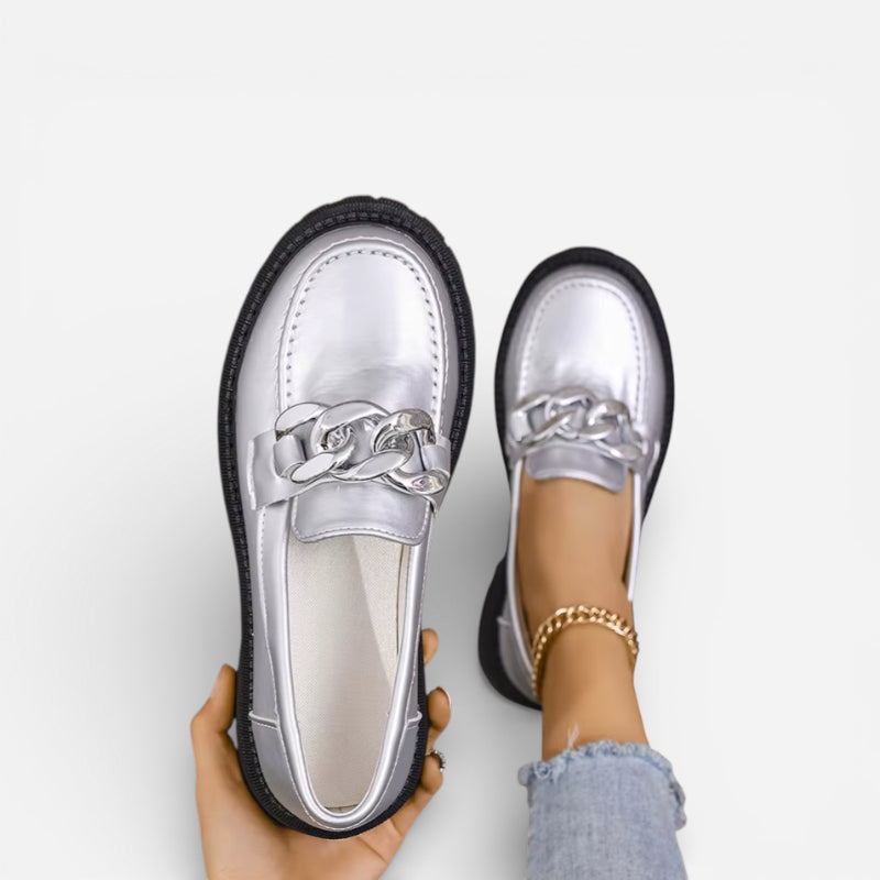 Mocassins Argent Femme