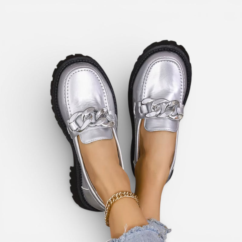 Mocassins Argent Femme