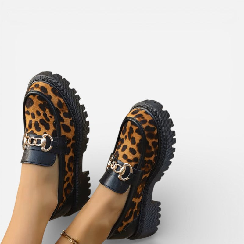 Mocassin Femme Léopard Compensé