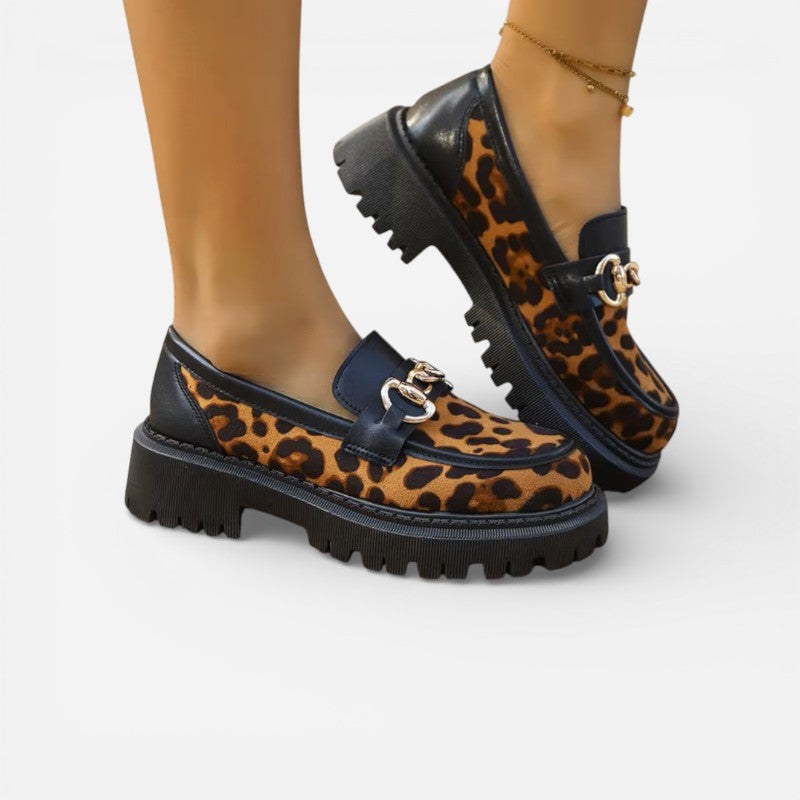 Mocassin Femme Léopard Compensé