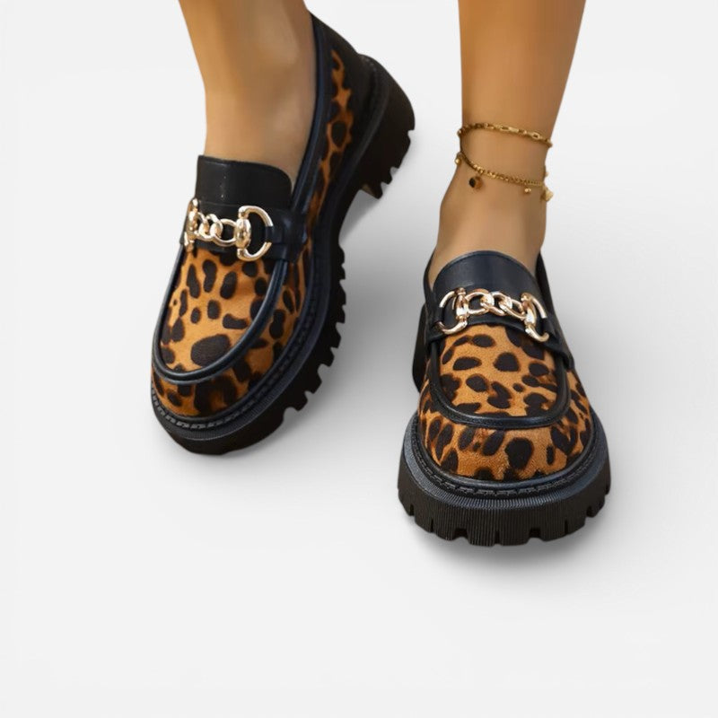 Mocassin Femme Léopard Compensé