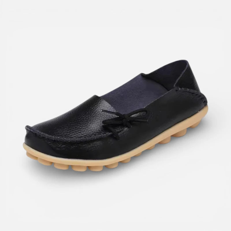 Mocassin Lacets Femme Cuir Noir