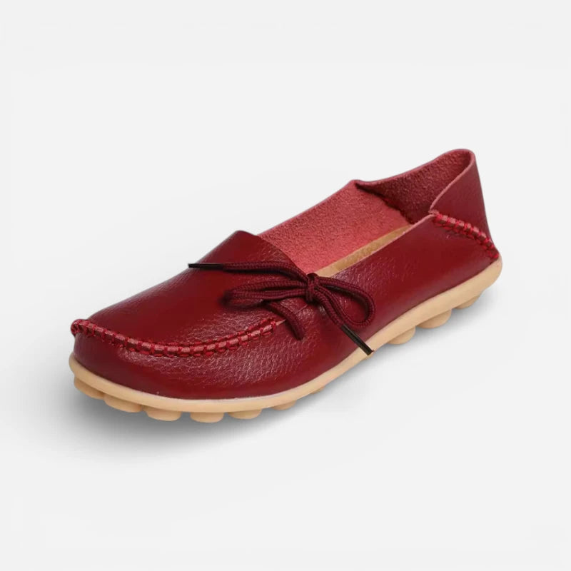 Mocassin Cuir Bordeaux Femme