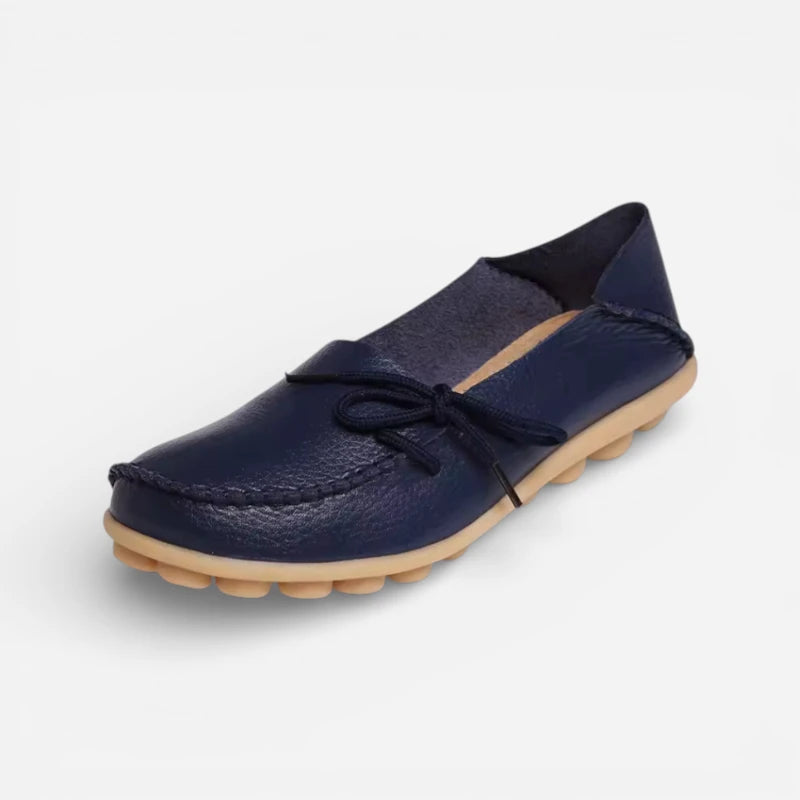 Mocassin Cuir Bleu Marine Femme Lacet