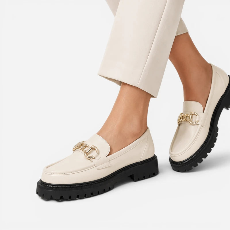 Mocassin Blanc Plateforme Femme