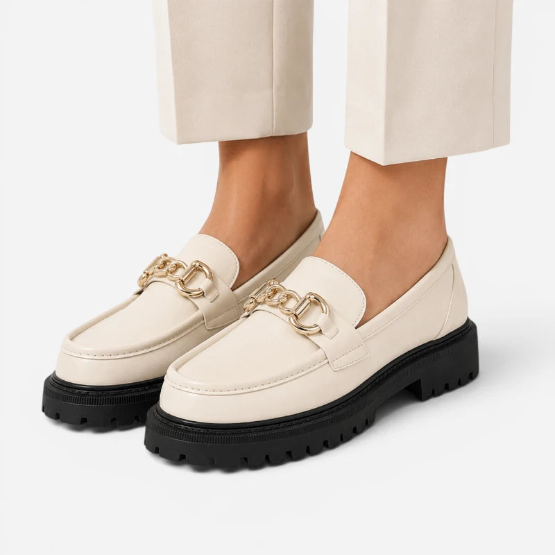 Mocassin Blanc Plateforme Femme