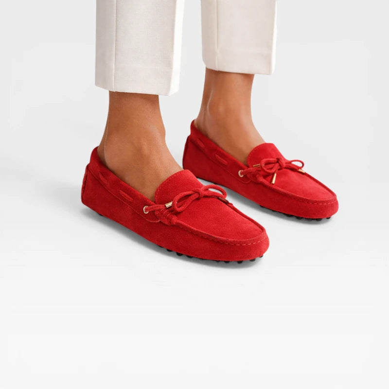 Mocassin Femme Rouge Daim