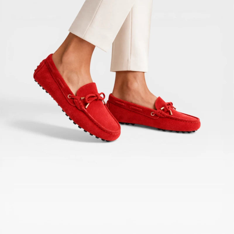 Mocassin Femme Rouge Daim