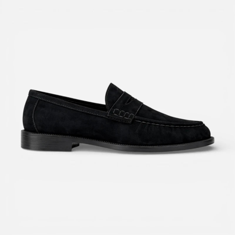 Mocassin Daim Premium Noir Femme