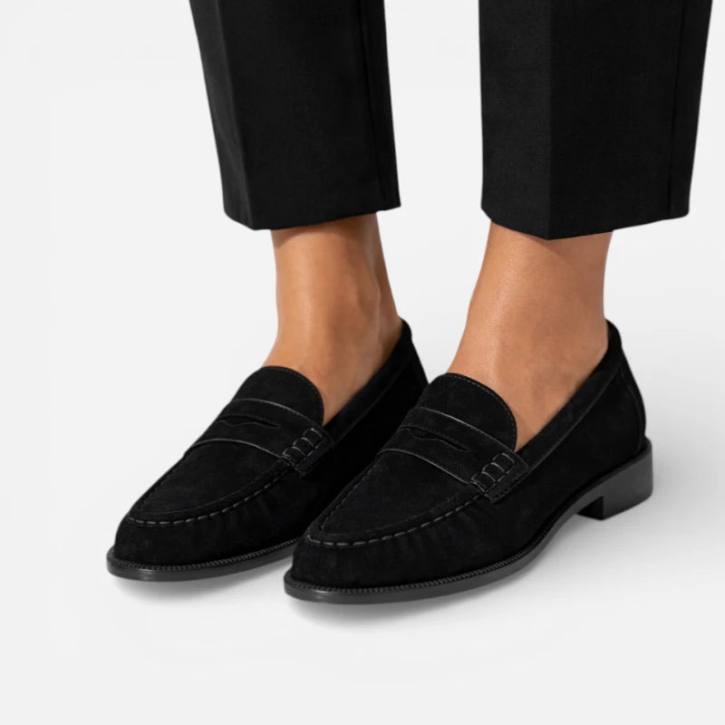 Mocassin Daim Premium Noir Femme