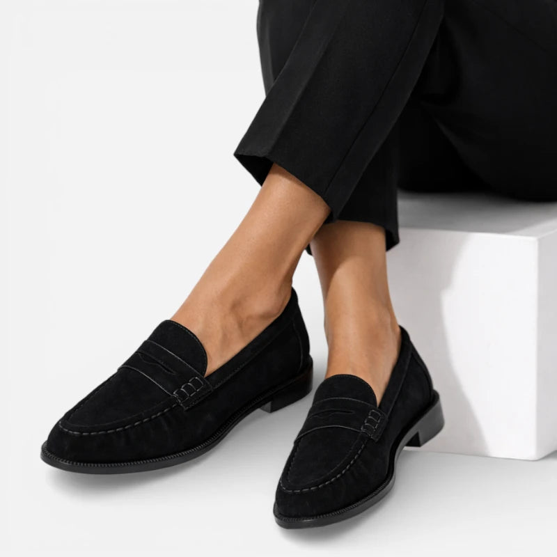 Mocassin Daim Premium Noir Femme