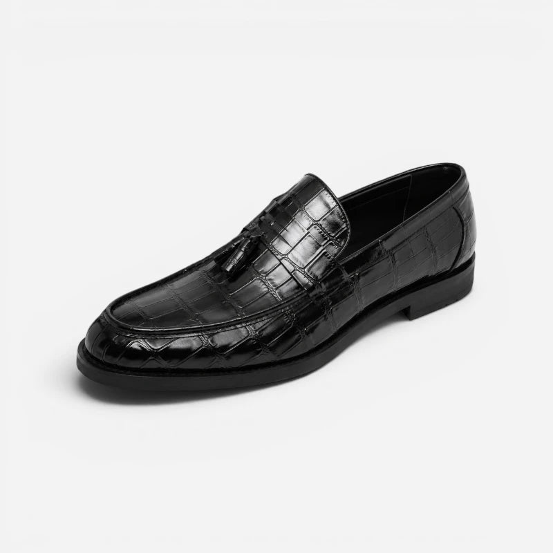 Mocassin Cuir Croco Noir
