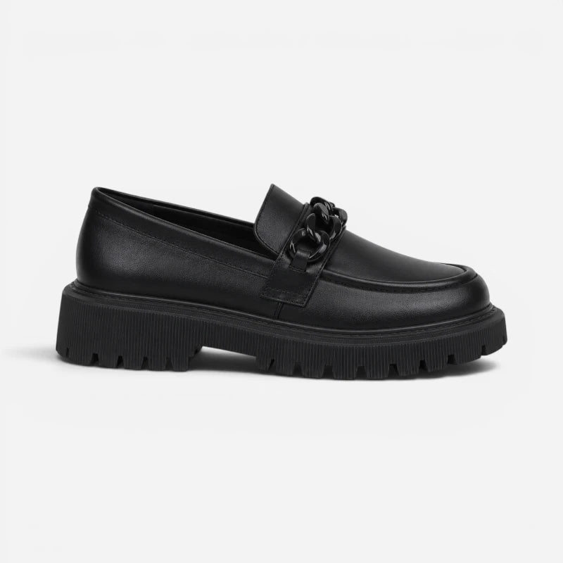 Mocassin Plateforme Noir Femme Avec Chainette
