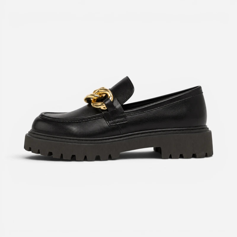 Mocassin Noir Avec Chaine