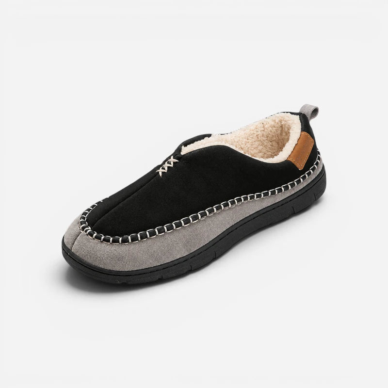 Chaussons Mocassins Orthopédique Fourrés Laine Noir
