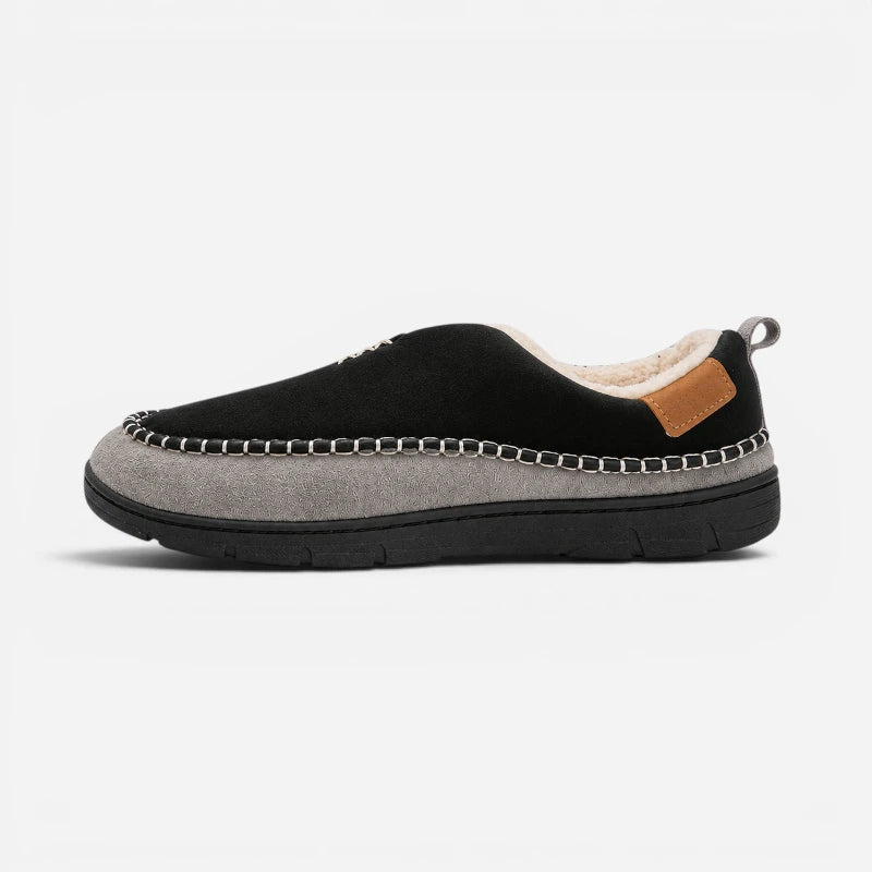 Chaussons Mocassins Orthopédique Fourrés Laine Noir