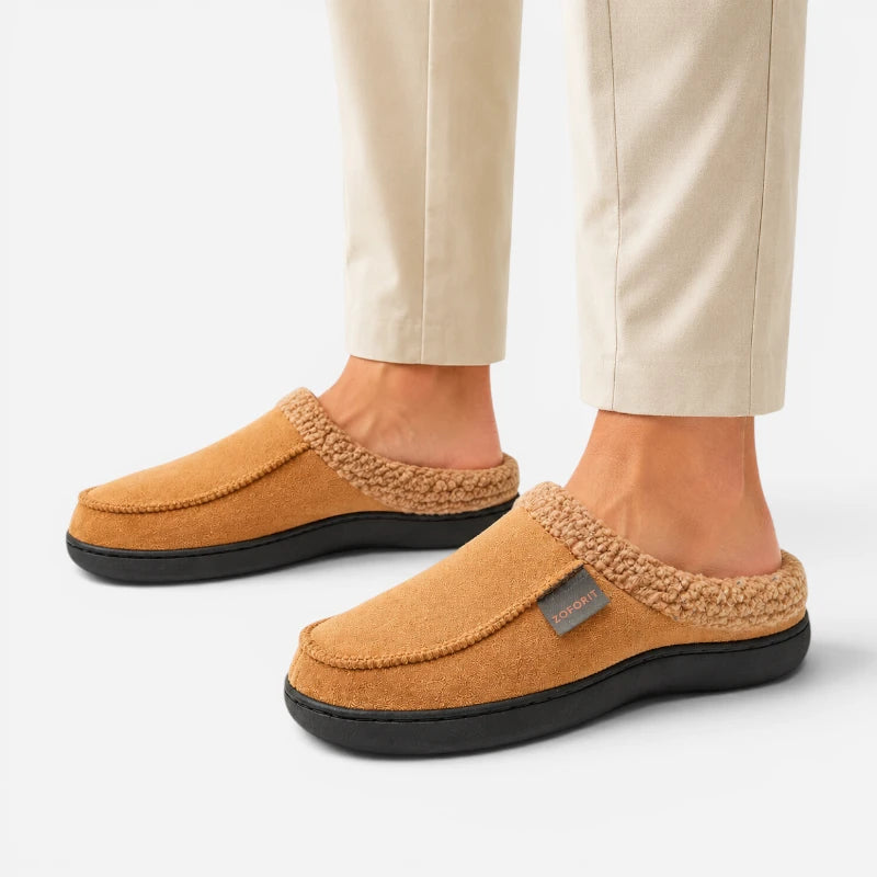 Chausson Mocassin Orthopédique Mule Fourré Laine Camel