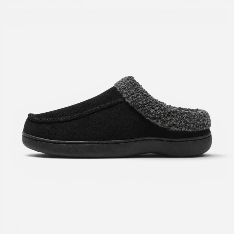 Chausson Mocassin Mule Noir Orthopédique Fourré Laine