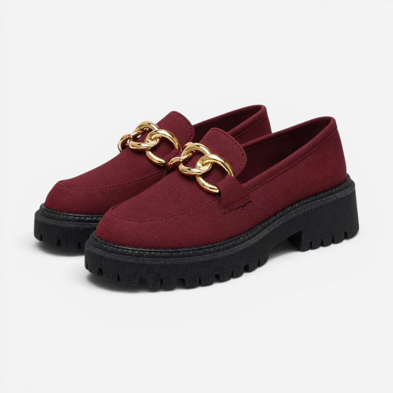 Mocassin Rouge Bordeaux Femme