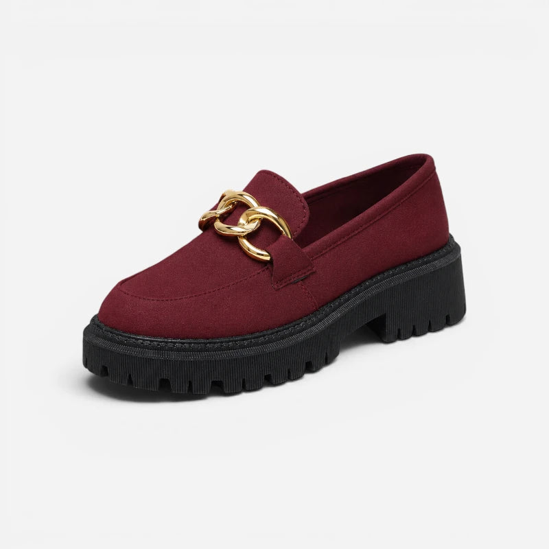 Mocassin Rouge Bordeaux Femme