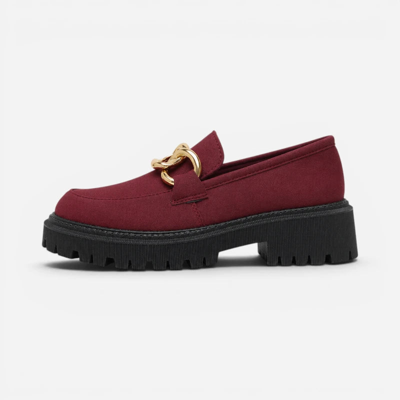Mocassin Rouge Bordeaux Femme