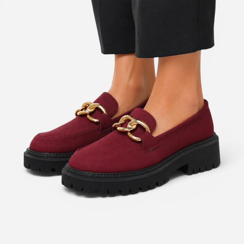 Mocassin Rouge Bordeaux Femme