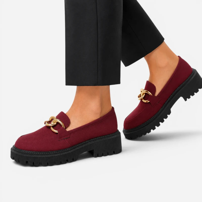 Mocassin Rouge Bordeaux Femme