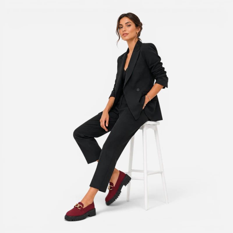 Mocassin Rouge Bordeaux Femme
