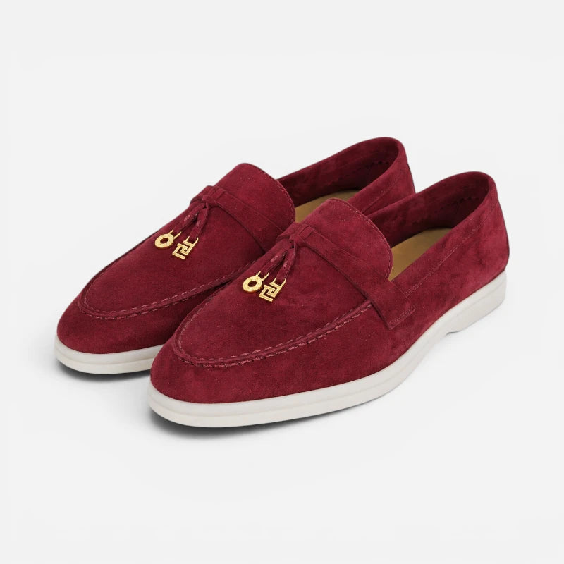 Mocassin Daim Bordeaux Luxe Glands Dorés