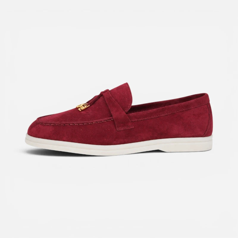 Mocassin Daim Bordeaux Luxe Glands Dorés