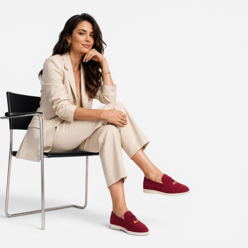 Mocassin Daim Bordeaux Luxe Glands Dorés