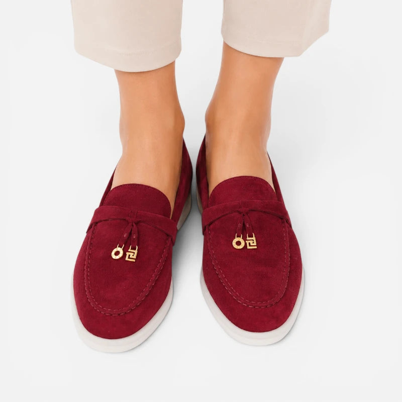 Mocassin Daim Bordeaux Luxe Glands Dorés