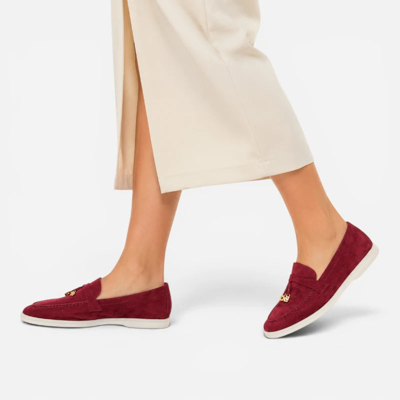 Mocassin Daim Bordeaux Luxe Glands Dorés