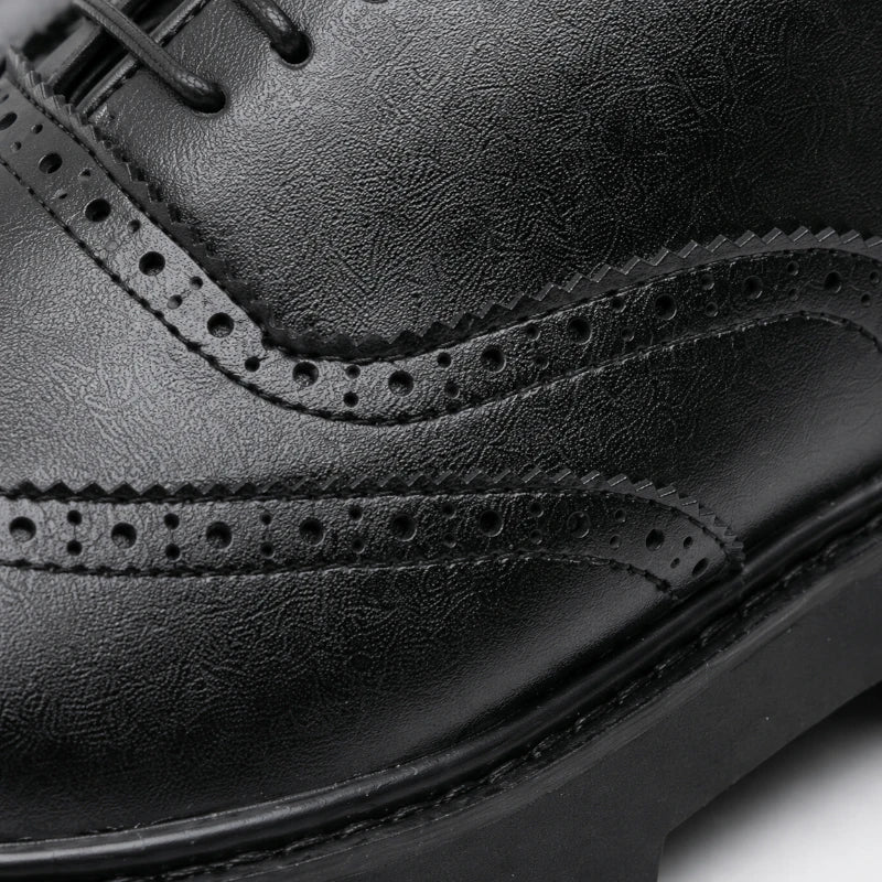 Mocassin Derby Plateforme Compensé Noir Mat À Lacets