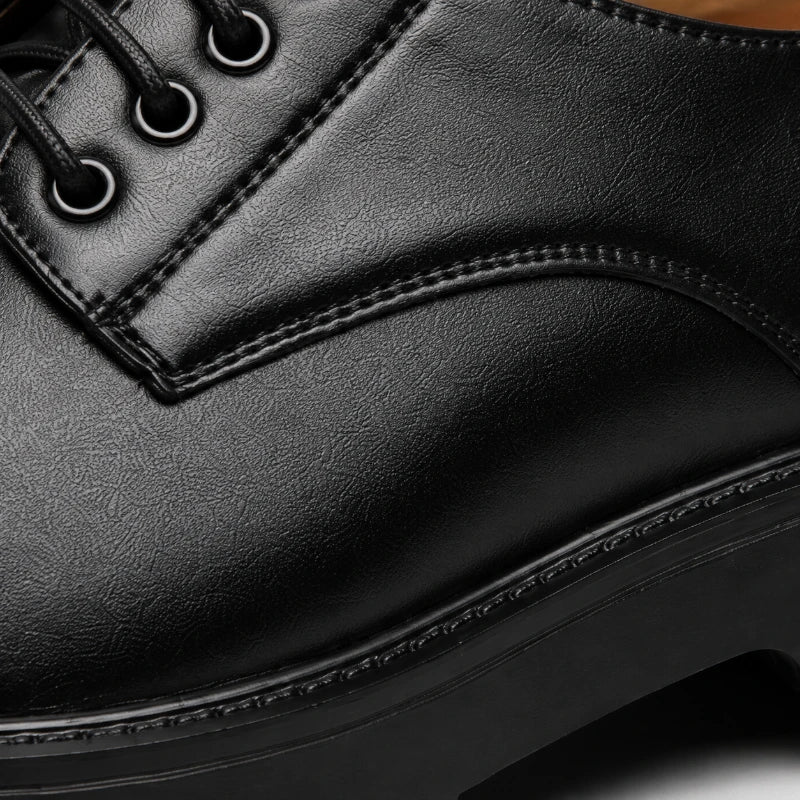 Mocassin Derby Plateforme Noir Mat À Lacets